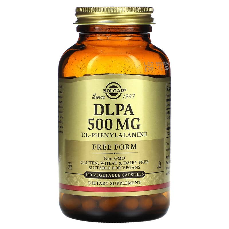 Solgar DLPA DL-Phenylalanine Free Form 500 mg 100 Vegetable Capsules 33984010116