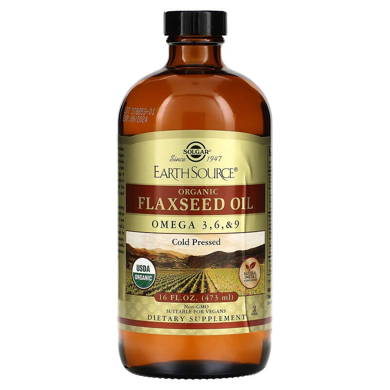 Solgar Earth Source Organic Flaxseed Oil 16 fl oz (473 ml) 33984011328