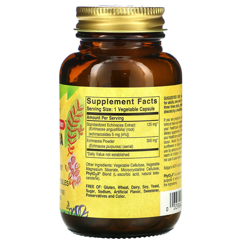 Solgar, Echinacea Herb Extract, 60 Vegetable Capsules 33984041226