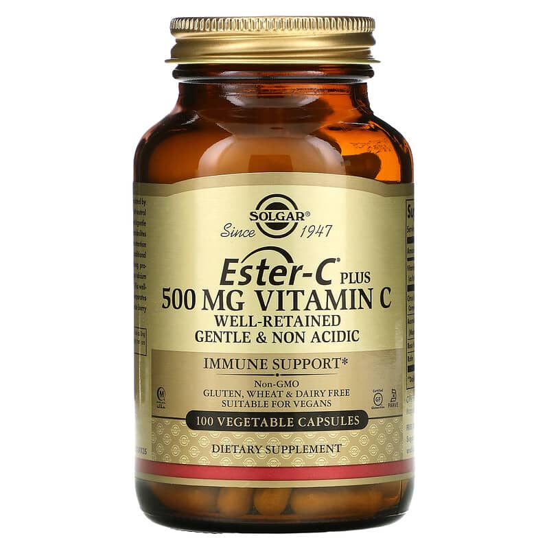 Solgar Ester-C Plus Vitamin C 500 mg 100 Vegetable Capsules 33984010390