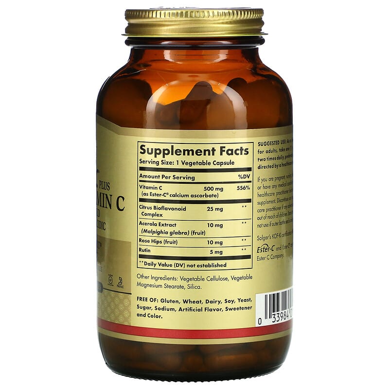 Solgar, Ester-C Plus, Vitamin C, 500 mg, 250 Vegetable Capsules 33984010499