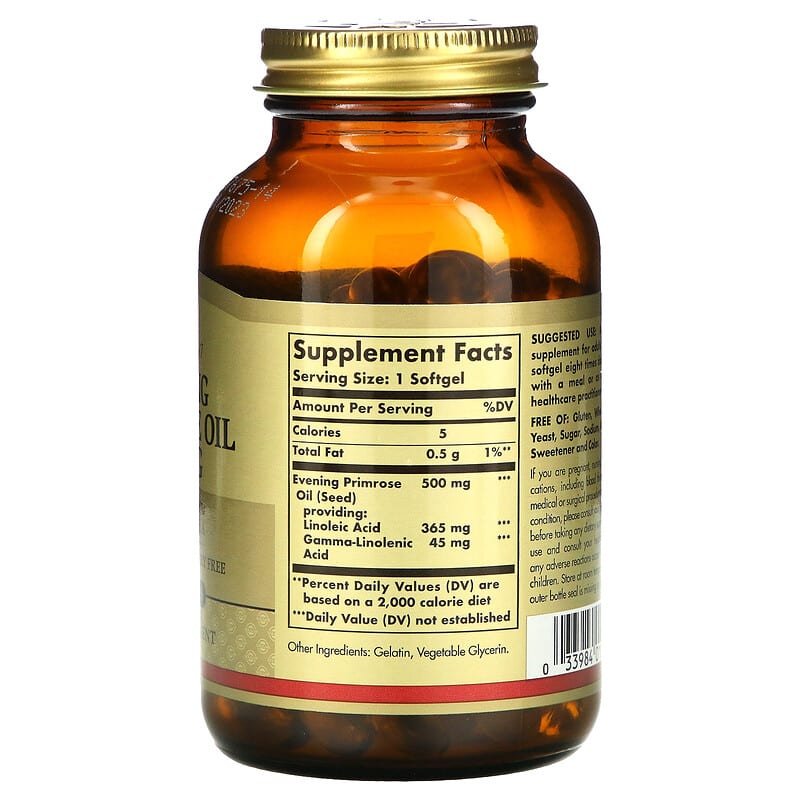 Solgar, Evening Primrose Oil, 500 mg, 180 Softgels 33984010437