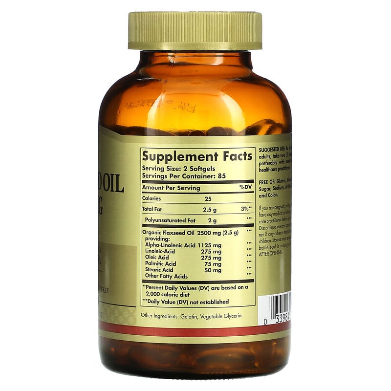 Solgar, Flaxseed Oil, 625 mg, 170 Softgels 33984303928