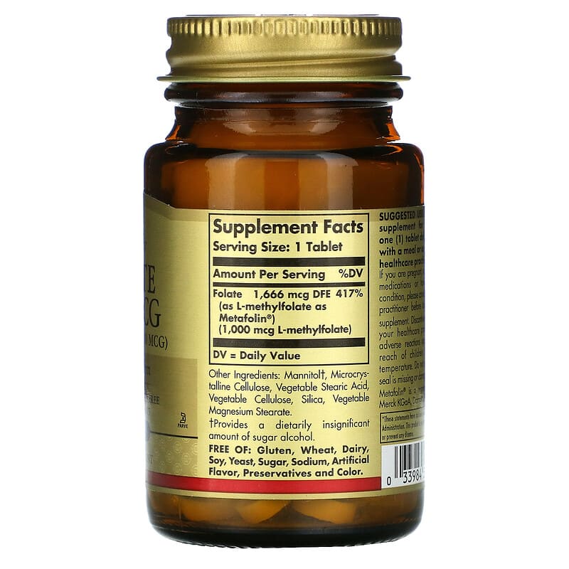 Solgar, Folate, 1,000 mcg, 60 Tablets 33984535954