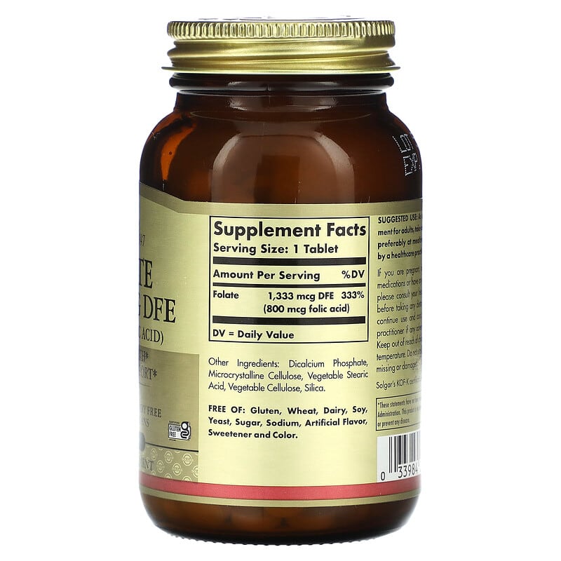 Solgar, Folate, 1,333 mcg DFE, 250 Tablets 33984011014