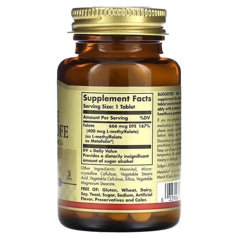Solgar, Folate, 666 mcg DFE, 100 Tablets 33984019416