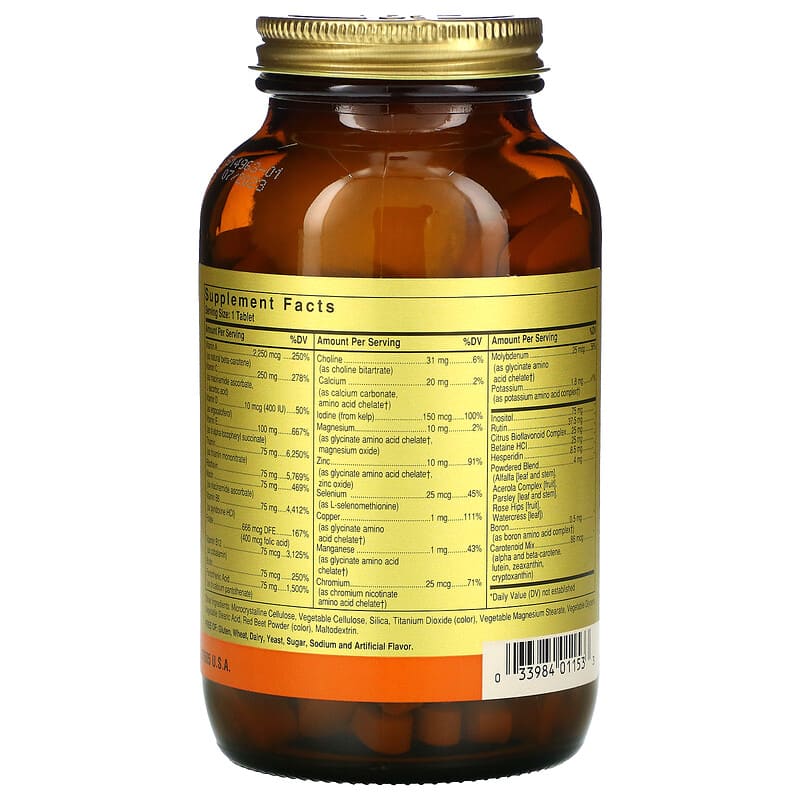 Solgar, Formula V, VM-75, Multiple Vitamins with Chelated Minerals, Iron Free, 180 Tablets 33984011533