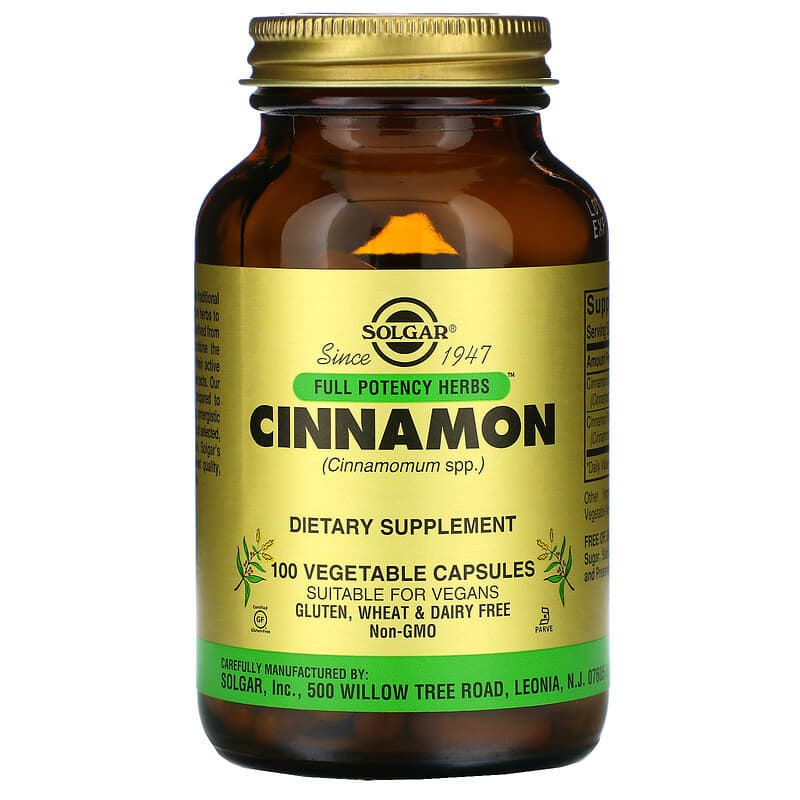 Solgar Full Potency Herbs Cinnamon 100 Vegetable Capsules 33984008779