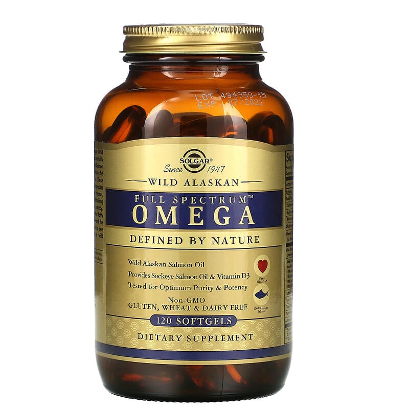 Solgar, Full Spectrum Omega, Wild Alaskan Salmon Oil, 120 Softgels 33984011106