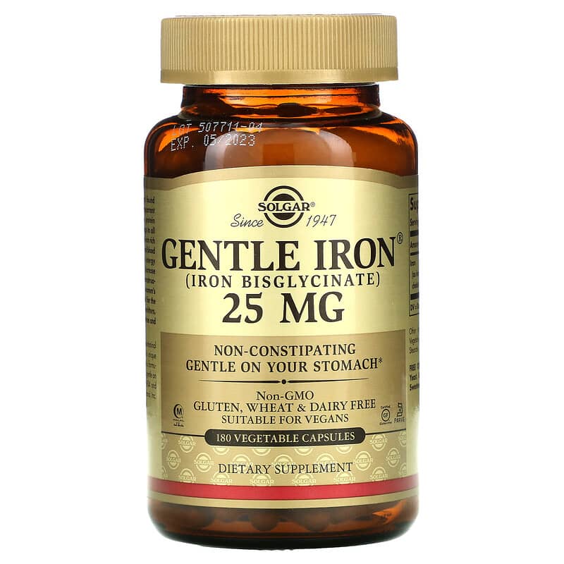 Solgar Gentle Iron 25 mg 180 Vegetable Capsules 33984012509