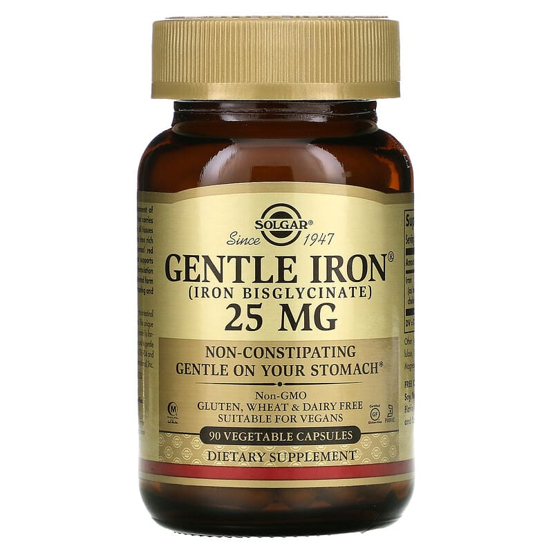 Solgar Gentle Iron 25 mg 90 Vegetable Capsules 33984012493