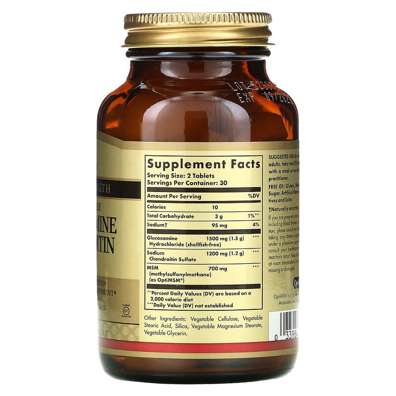 Solgar, Glucosamine Chondroitin MSM, Triple Strength, 60 Tablets 33984013186