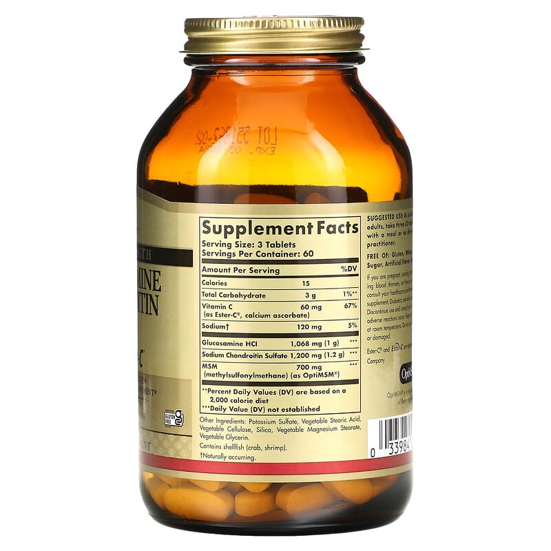 Solgar, Glucosamine Chondroitin MSM with Ester-C, 180 Tablets 33984012721