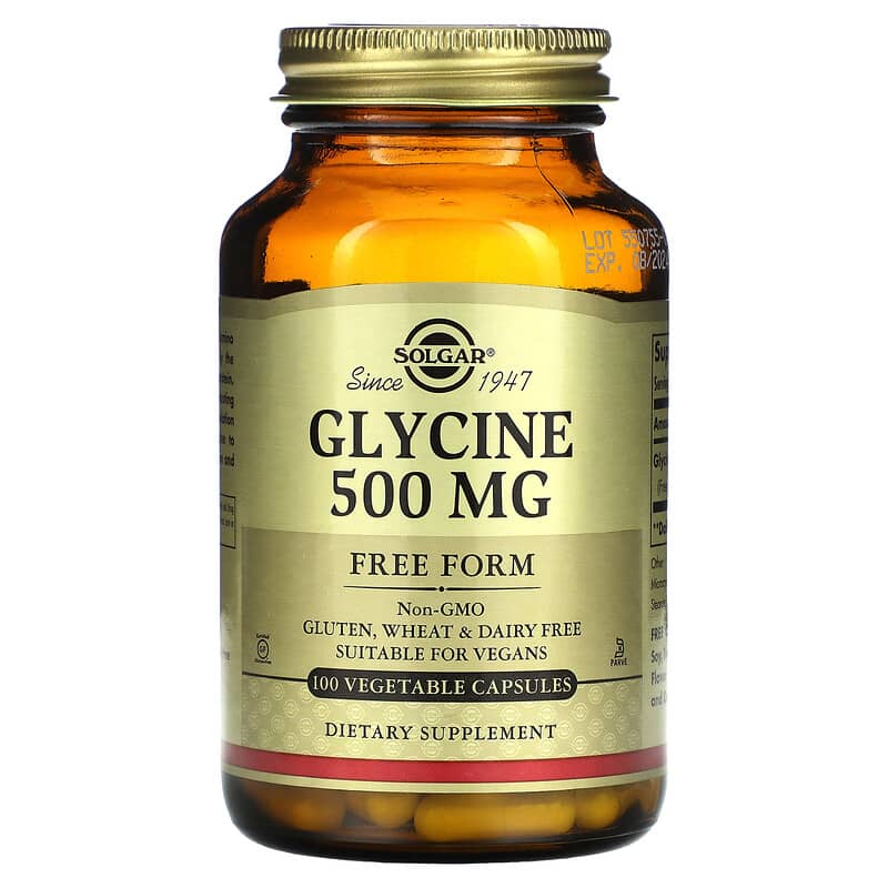 Solgar Glycine 500 mg 100 Vegetable Capsules 33984013704