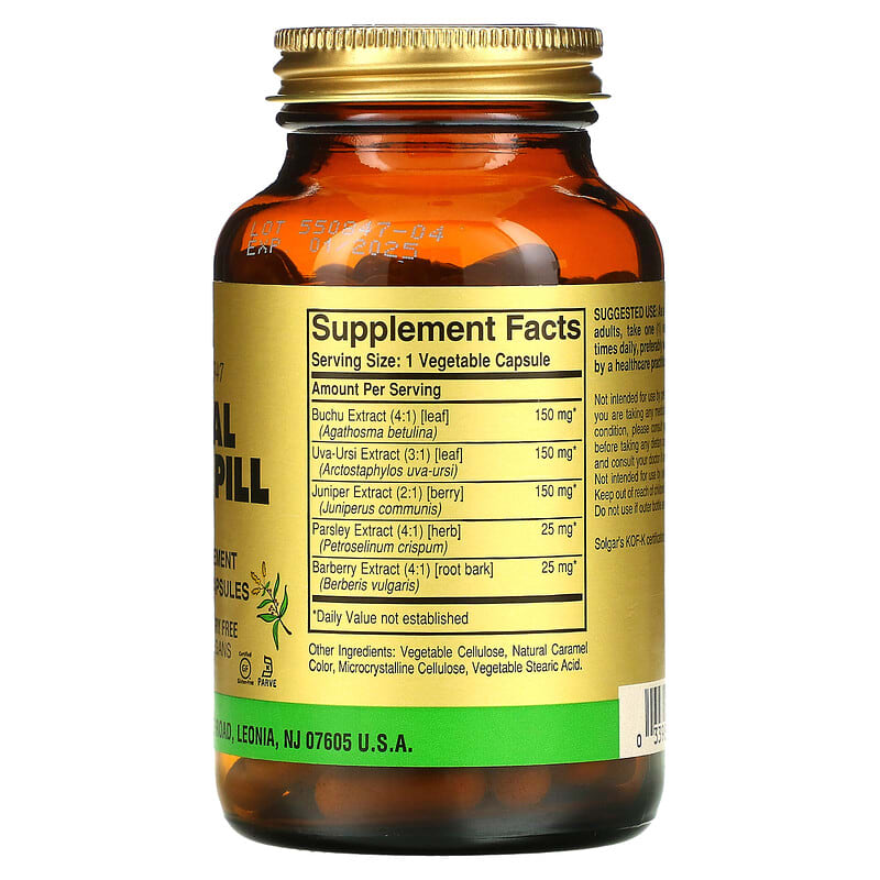 Solgar, Herbal Water Pill, 100 Vegetable Capsules 33984039476