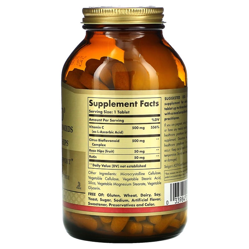 Solgar, Hy-Bio, Citrus Bioflavonoids, Vitamin C, Rutin & Rose Hips, 250 Tablets 33984014220