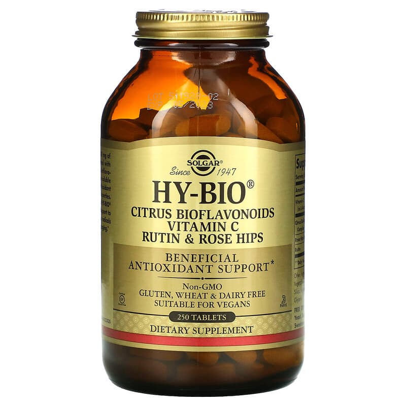 Solgar Hy-Bio Citrus Bioflavonoids Vitamin C Rutin & Rose Hips 250 Tablets 33984014220