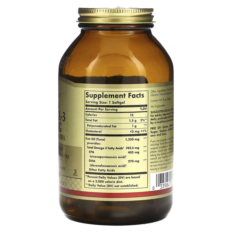 Solgar, Kosher Omega-3, 740 mg, 100 Softgels 33984005495
