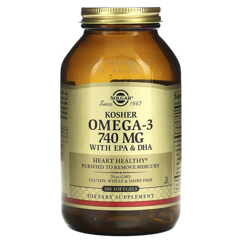 Solgar Kosher Omega-3 740 mg 100 Softgels 33984005495