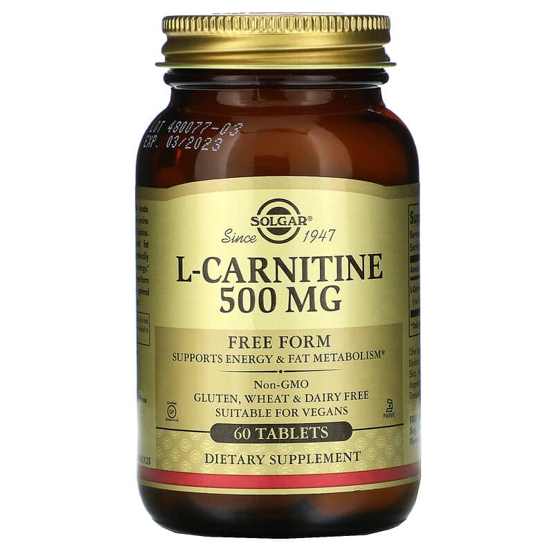 Solgar L-Carnitine Free Form 500 mg 60 Tablets 33984005716