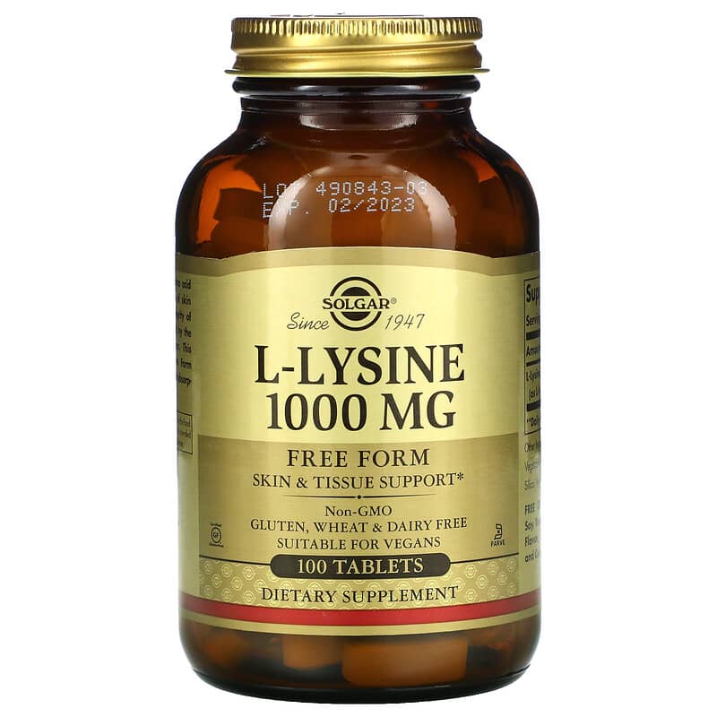 Solgar L-Lysine Free Form 1,000 mg 100 Tablets 33984017016