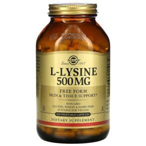 Solgar L-Lysine Free Form 500 mg 250 Vegetable Capsules 33984016828