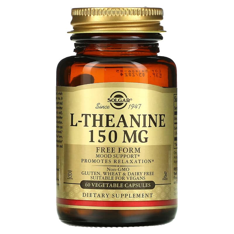 Solgar L-Theanine Free Form 150 mg 60 Vegetable Capsules 33984027060