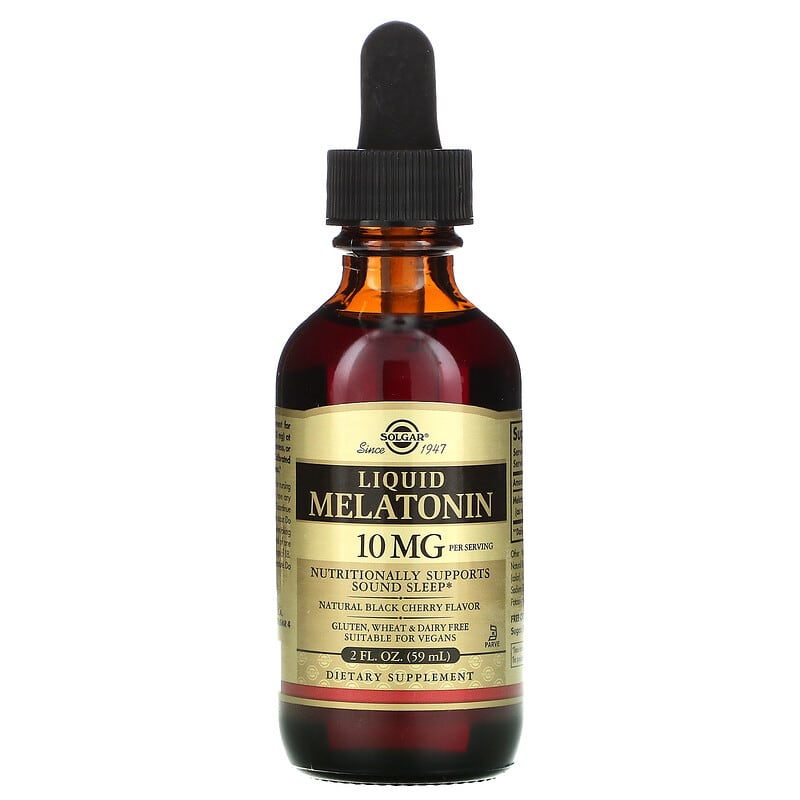 Solgar, Liquid Melatonin, Natural Black Cherry Flavor, 10 mg, 2 fl oz (59 ml) 33984503809