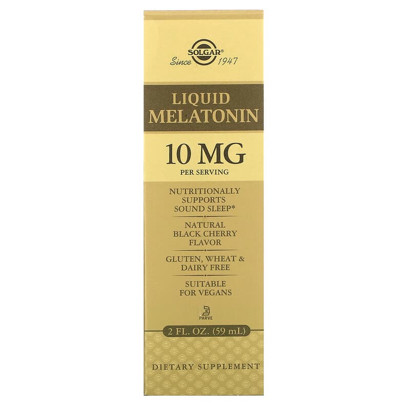 Solgar Liquid Melatonin Natural Black Cherry Flavor 10 mg 2 fl oz (59 ml) 33984503809