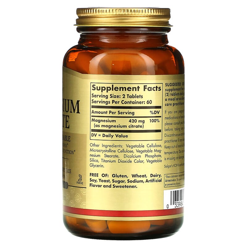 Solgar, Magnesium Citrate, 120 Tablets 33984592056