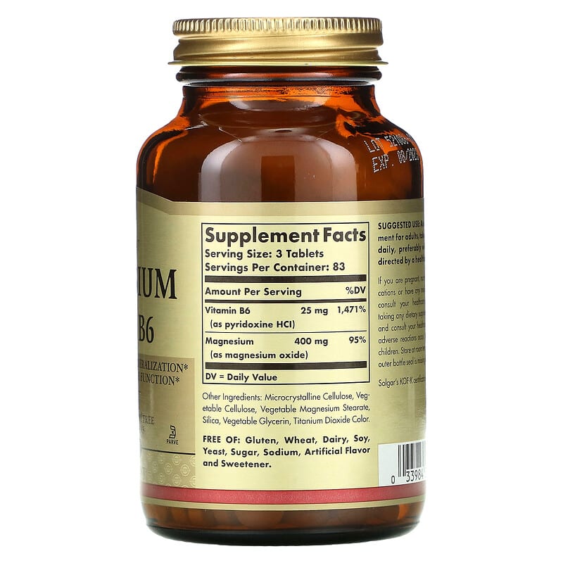 Solgar, Magnesium with Vitamin B6, 250 Tablets 33984017214