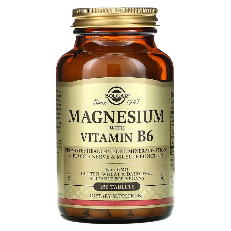 Solgar Magnesium with Vitamin B6 250 Tablets 33984017214
