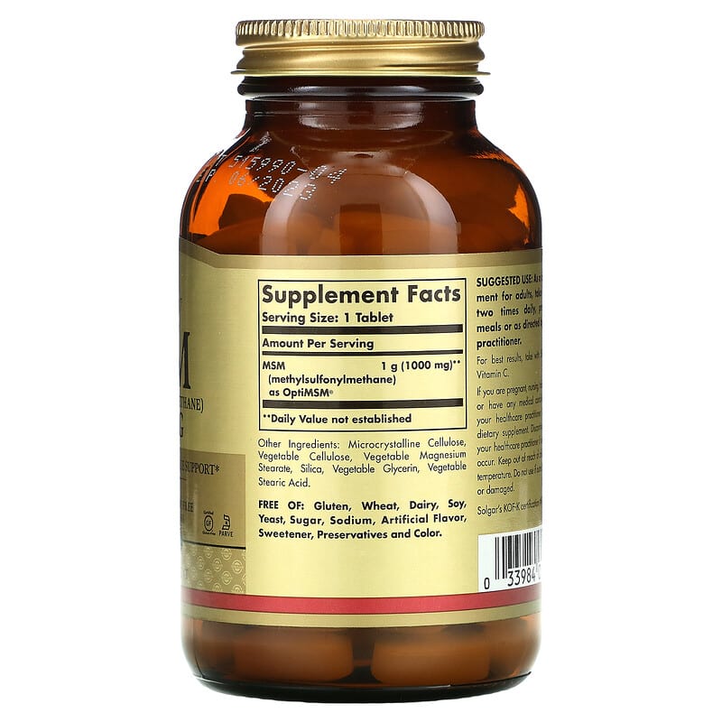 Solgar, MSM (Methylsulfonylmethane), 1,000 mg, 120 Tablets 33984017344