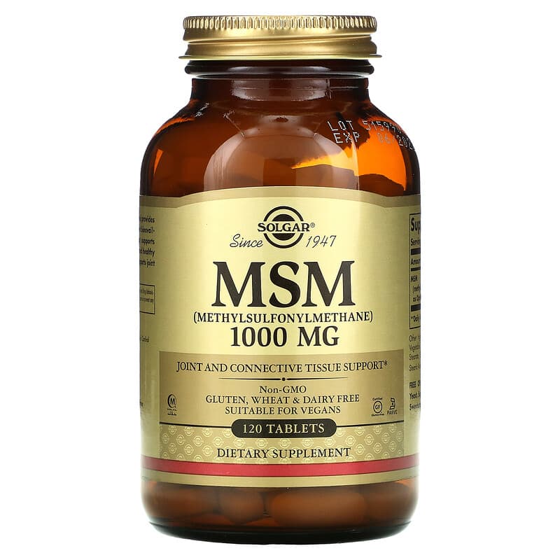 Solgar MSM (Methylsulfonylmethane) 1,000 mg 120 Tablets 33984017344
