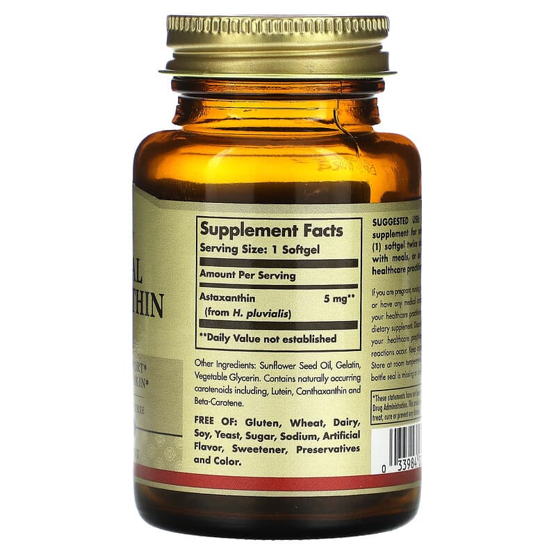Solgar, Natural Astaxanthin, 5 mg, 60 Softgels 33984000711