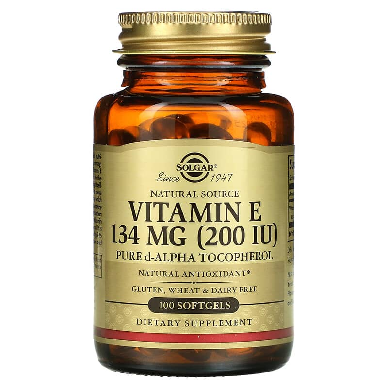Solgar Natural Source Vitamin E 134 mg (200 IU) 100 Softgels 33984034815