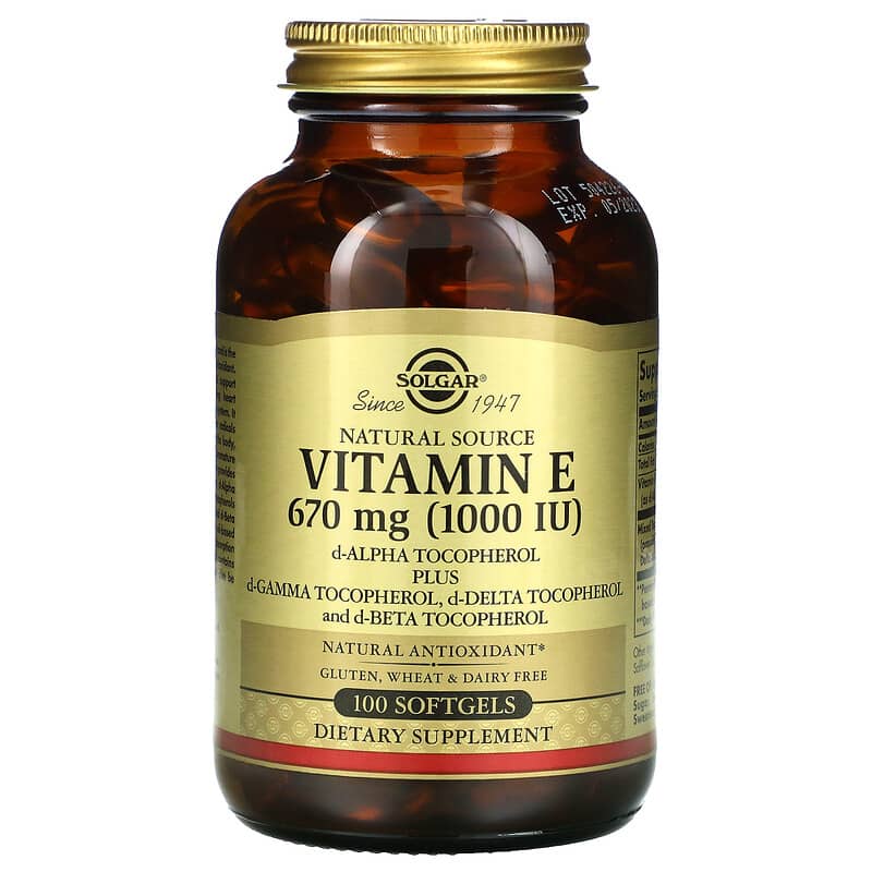Solgar Natural Source Vitamin E 670 mg (1,000 IU) 100 Softgels 33984035614