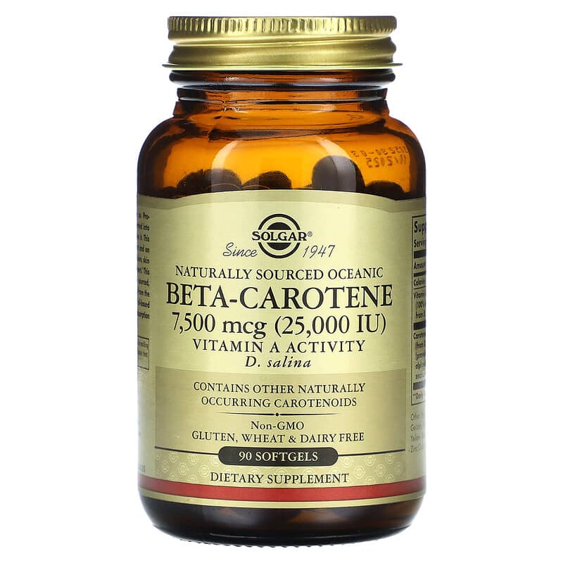 Solgar Naturally Sourced Oceanic Beta-Carotene 7,500 mcg (25,000 IU) 90 Softgels 33984020313