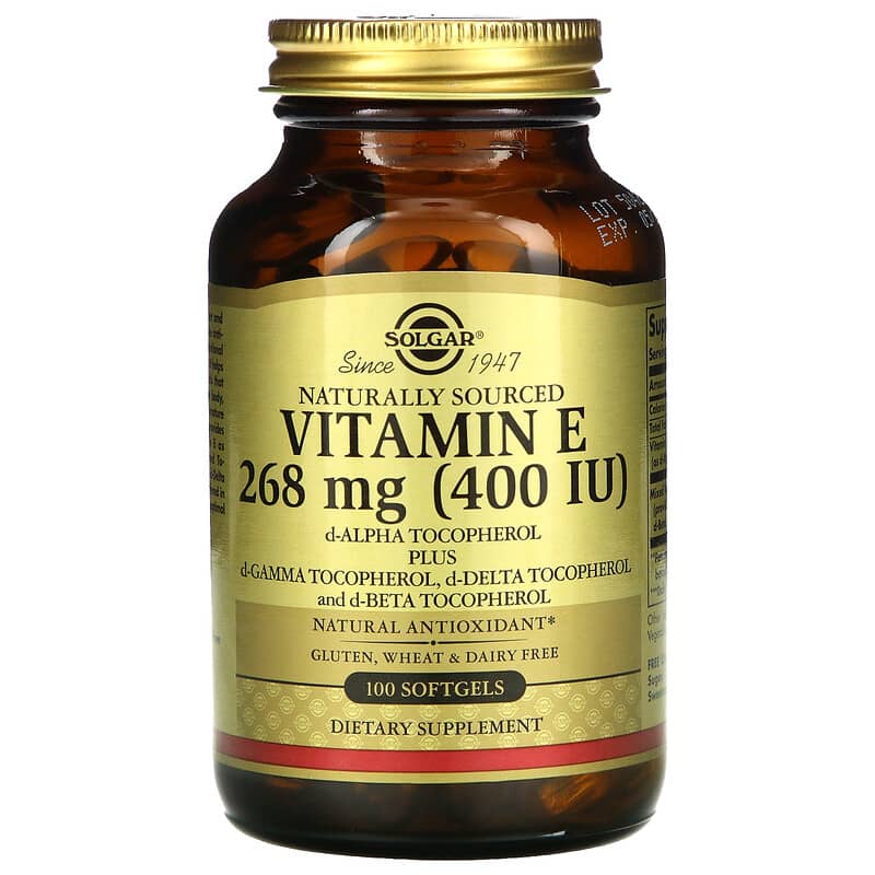 Solgar Naturally Sourced Vitamin E 268 mg (400 IU) 100 Softgels 33984035416