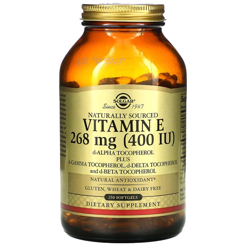 Solgar Naturally Sourced Vitamin E 268 mg (400 IU) 250 Softgels 33984035423