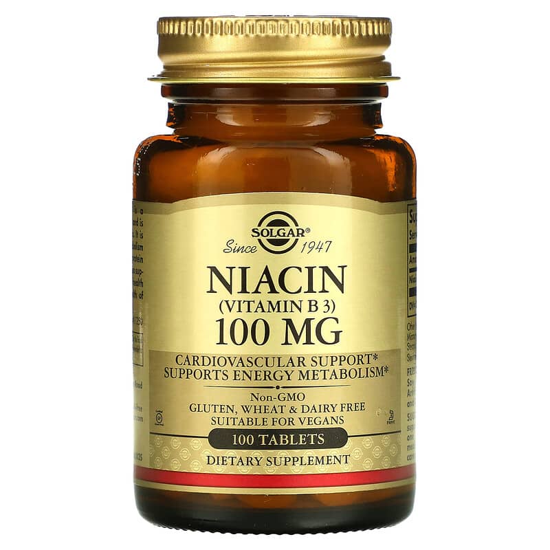 Solgar Niacin (Vitamin B3) 100 mg 100 Tablets 33984018600