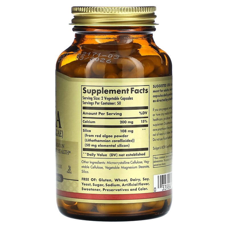 Solgar, Oceanic Silica From Red Algae, 100 Vegetable Capsules 33984025714
