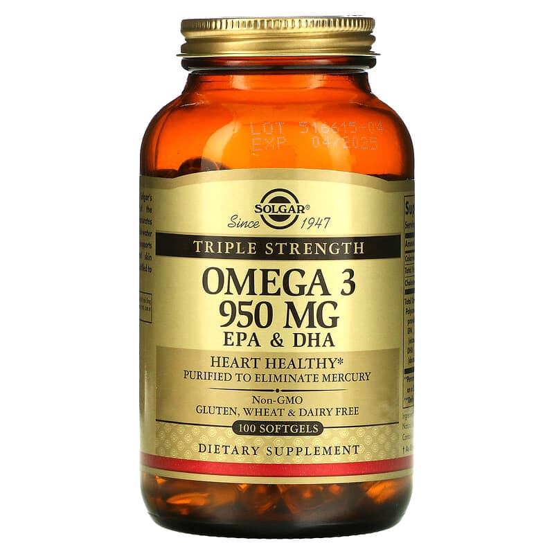 Solgar Omega 3 EPA & DHA Triple Strength 950 mg 100 Softgels 33984020580
