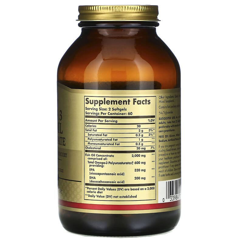 Solgar, Omega-3 Fish Oil Concentrate, 120 Softgels 33984017887