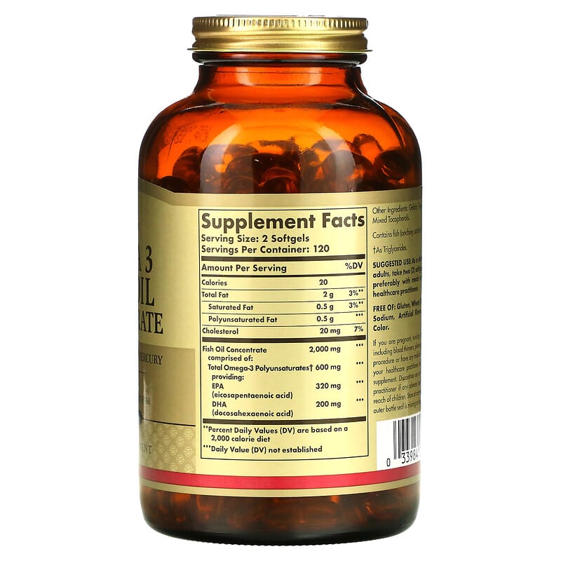 Solgar, Omega 3 Fish Oil Concentrate, 240 Softgels 33984016996