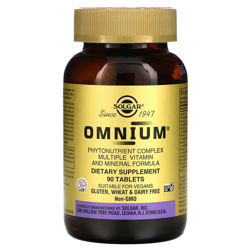 Solgar Omnium Phytonutrient Complex Multiple Vitamin and Mineral Formula 90 Tablets 33984020672