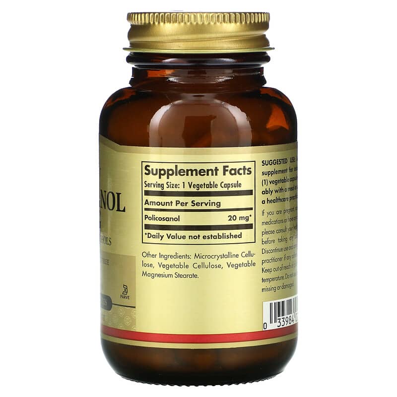 Solgar, Policosanol, 20 mg, 100 Vegetable Capsules 33984022515