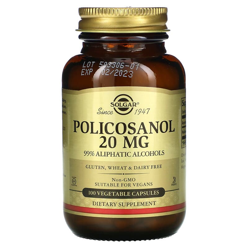 Solgar Policosanol 20 mg 100 Vegetable Capsules 33984022515