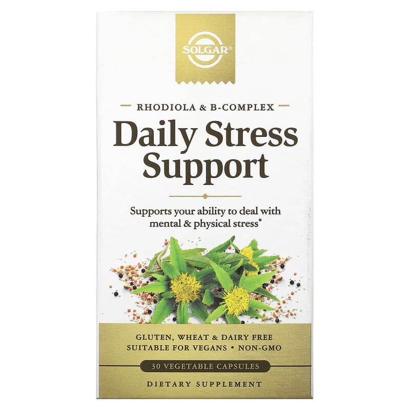 Solgar Rhodiola & B-Complex Daily Stress Support 30 Vegetable Capsules 33984303171
