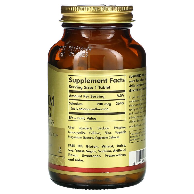Solgar, Selenium, Yeast-Free, 200 mcg, 250 Tablets 33984025585